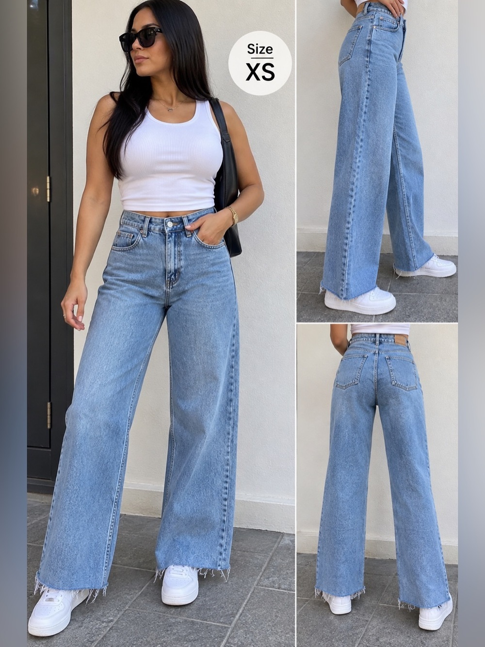 High-Waist Wide Leg Women's Jeans - Light Blue BNWT Size XS